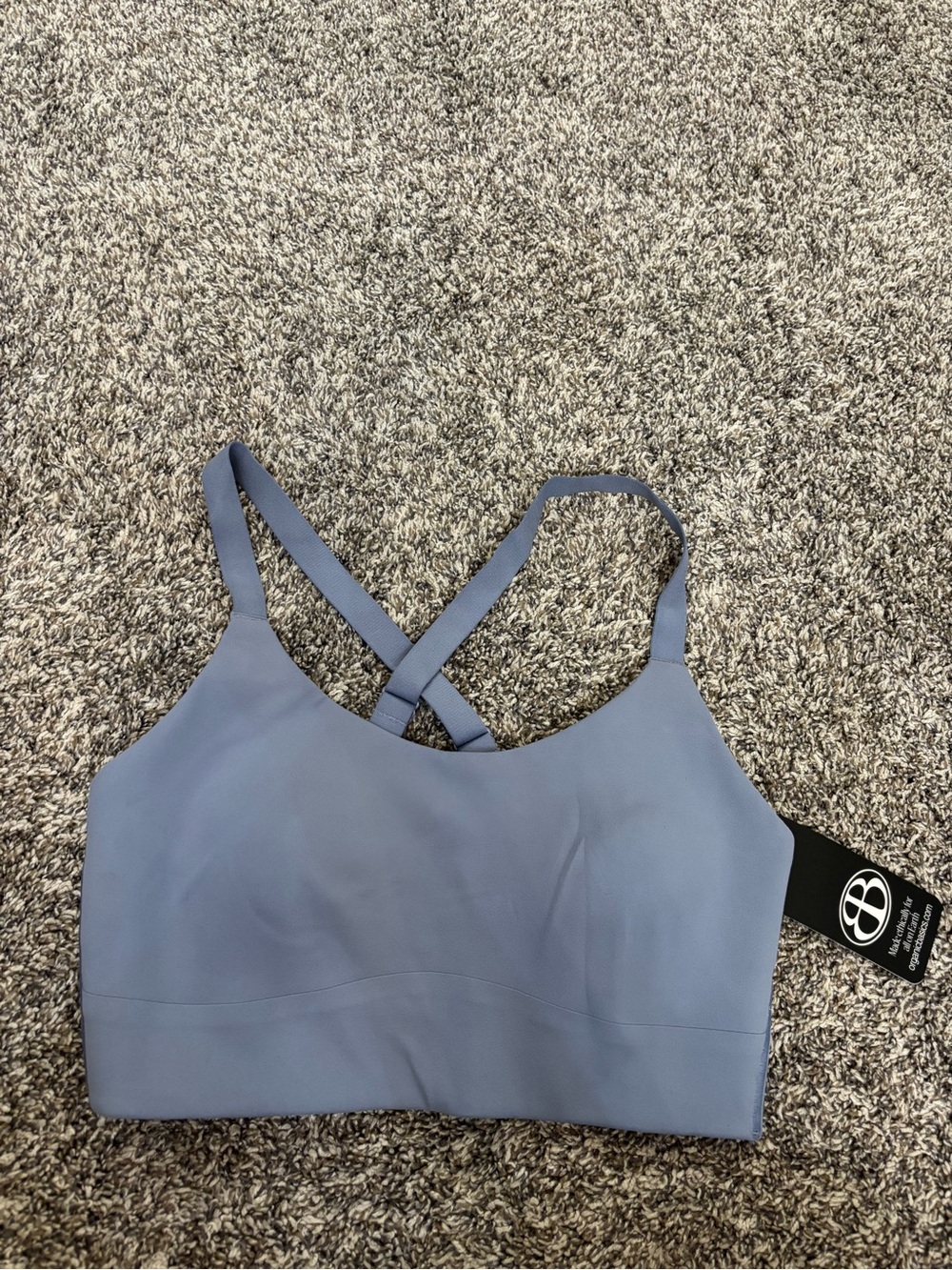 Organic Basics Active Cross Back Bra Misty Blue Sz Small